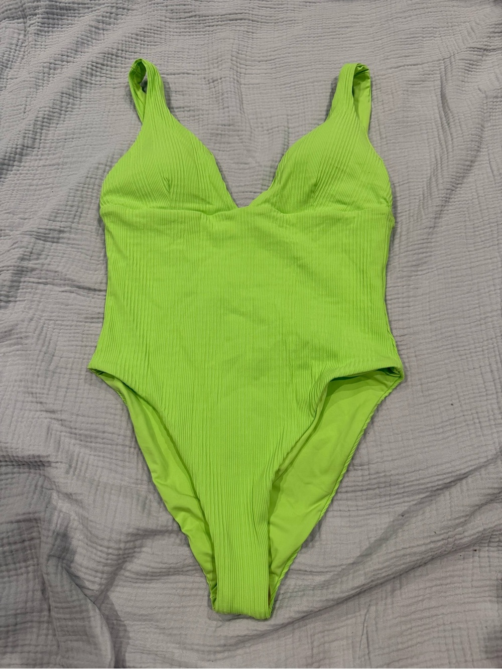 L*Space Bright Lime Ribbed One-Piece Swimsuit